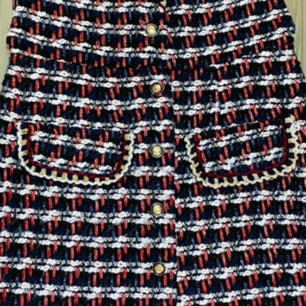 NWOT Striped Pattern Sleeveless Tweed Dress - Picture 3 of 4